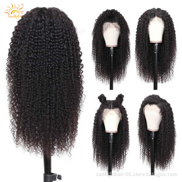 Sunlight Curly african	 hd lace front wigs raw human woman hair wholesale virgin brazilian